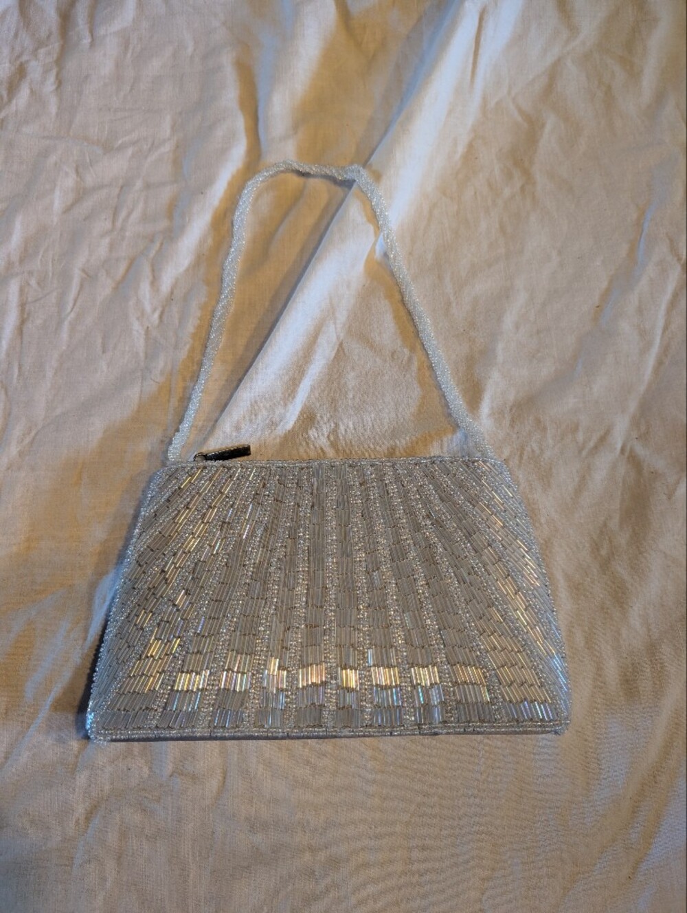 2/60$ Vintage Silver Beaded Clutch with Strap